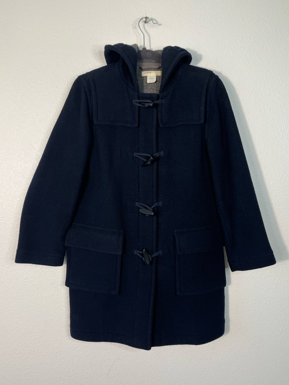 J. Crew Y2K Navy Blue Wool Duffle Coat with Toggle Closures Size XSP